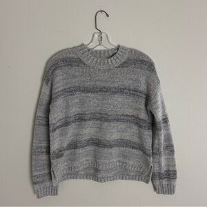 Anthropologie Splendid XS Gray Crew Neck Sweater with Ribbed Trim Cashmere Blend
